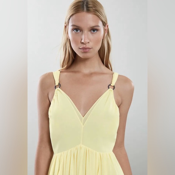 New Reiss Carlotta Yellow Maxi Dress Sz 4 - Picture 4 of 9